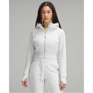 Lululemon Scuba Full-Zip Cropped Hoodie Heathered Core Ultra Light Grey Size 8